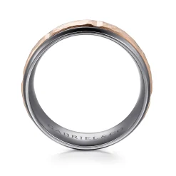 Sale Gabriel & Co. Mens Alternative 8mm Round Tantalum and 14K Rose Gold Band