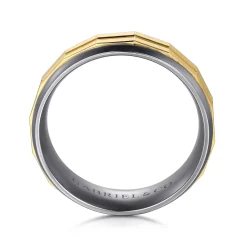 Discount Gabriel & Co. Mens Alternative 8mm Round Tantalum and 14K Yellow Gold Band