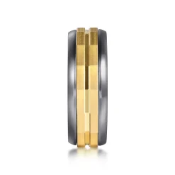 Discount Gabriel & Co. Mens Alternative 8mm Round Tantalum and 14K Yellow Gold Band