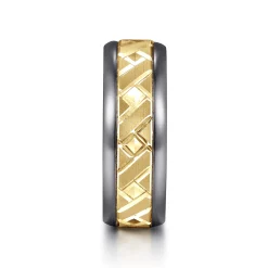 Hot Gabriel & Co. Mens Alternative 8mm Round Tantalum and 14K Yellow Gold Band