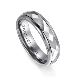 Sale Gabriel & Co. Mens Alternative 6mm Round Tantalum and 14K White Gold Band