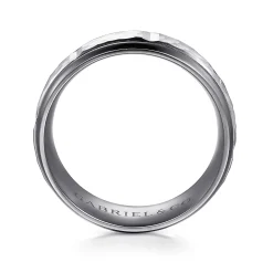 Best Gabriel & Co. Mens Alternative 8mm Round Tantalum and 14K White Gold Band