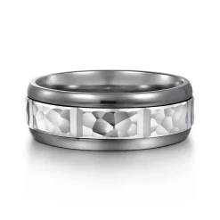 Best Gabriel & Co. Mens Alternative 8mm Round Tantalum and 14K White Gold Band
