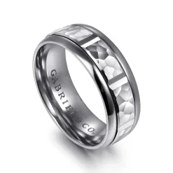 Best Gabriel & Co. Mens Alternative 8mm Round Tantalum and 14K White Gold Band