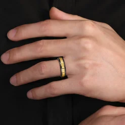 Clearance Gabriel & Co. Mens Alternative 6mm Round Tantalum and 14K Yellow Gold Band