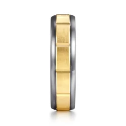 Clearance Gabriel & Co. Mens Alternative 6mm Round Tantalum and 14K Yellow Gold Band