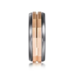 Clearance Gabriel & Co. Mens Alternative 8mm Round Tantalum and 14K Rose Gold Band