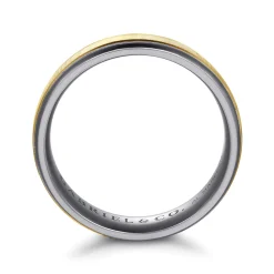 New Gabriel & Co. Mens Alternative 6mm Round Tantalum and 14K Yellow Gold Band