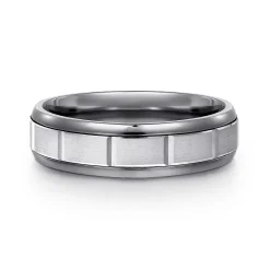 Hot Gabriel & Co. Mens Alternative 6mm Round Tantalum and 14K White Gold Band