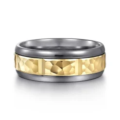Gabriel & Co. Mens Alternative 8mm Round Tantalum and 14K Yellow Gold Band