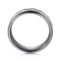 New Gabriel & Co. Mens Alternative 8mm Round Tantalum and 14K White Gold Band