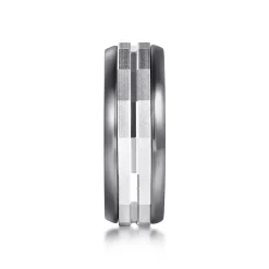 New Gabriel & Co. Mens Alternative 8mm Round Tantalum and 14K White Gold Band