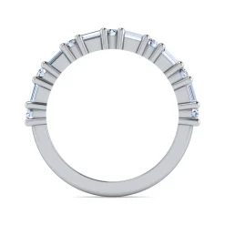 Discount Gabriel & Co. Mercier - 14K White Gold Baguette and Round 13 Stone Diamond Anniversary Band - 0.8 ct