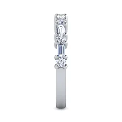 Discount Gabriel & Co. Mercier - 14K White Gold Baguette and Round 13 Stone Diamond Anniversary Band - 0.8 ct