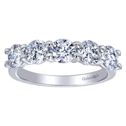 Hot Gabriel & Co. Messina - 14K White Gold Round 5 Stone Shared Prong Diamond Anniversary Band - 1.9 ct