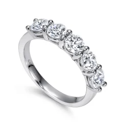 Hot Gabriel & Co. Messina - 14K White Gold Round 5 Stone Shared Prong Diamond Anniversary Band - 1.9 ct
