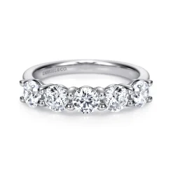 Hot Gabriel & Co. Messina - 14K White Gold Round 5 Stone Shared Prong Diamond Anniversary Band - 1.9 ct