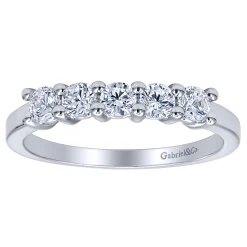 Clearance Gabriel & Co. Messina - 14K White Gold Round 5 Stone Shared Prong Diamond Anniversary Band - 0.5 ct