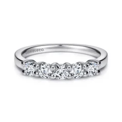 Clearance Gabriel & Co. Messina - 14K White Gold Round 5 Stone Shared Prong Diamond Anniversary Band - 0.5 ct