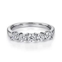 Online Gabriel & Co. Messina - 14K White Gold Round 5 Stone Shared Prong Diamond Anniversary Band - 0.75 ct
