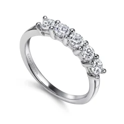 Online Gabriel & Co. Messina - 14K White Gold Round 5 Stone Shared Prong Diamond Anniversary Band - 0.75 ct