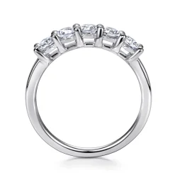 Online Gabriel & Co. Messina - 14K White Gold Round 5 Stone Shared Prong Diamond Anniversary Band - 0.75 ct