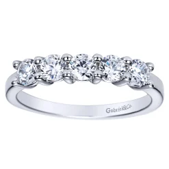 Online Gabriel & Co. Messina - 14K White Gold Round 5 Stone Shared Prong Diamond Anniversary Band - 0.75 ct