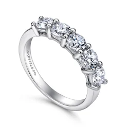 Outlet Gabriel & Co. Messina - 14K White Gold Round 5 Stone Shared Prong Diamond Anniversary Band - 1.2 ct