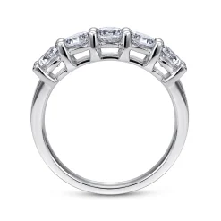 Outlet Gabriel & Co. Messina - 14K White Gold Round 5 Stone Shared Prong Diamond Anniversary Band - 1.2 ct