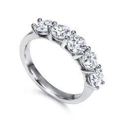 Gabriel & Co. Messina - 14K White Gold Round 5 Stone Shared Prong Diamond Anniversary Band - 1.55 ct