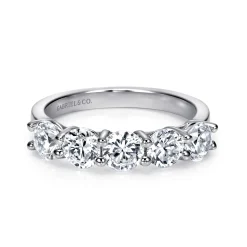 Gabriel & Co. Messina - 14K White Gold Round 5 Stone Shared Prong Diamond Anniversary Band - 1.55 ct