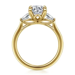 Online Gabriel & Co. Miami - 14K Yellow Gold Oval Three Stone Lotus Diamond Engagement Ring