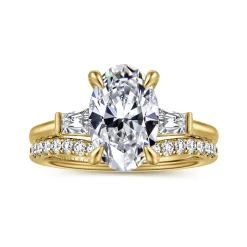 Online Gabriel & Co. Miami - 14K Yellow Gold Oval Three Stone Lotus Diamond Engagement Ring