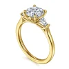 Online Gabriel & Co. Miami - 14K Yellow Gold Oval Three Stone Lotus Diamond Engagement Ring