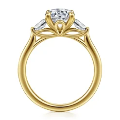 Online Gabriel & Co. Miami - 14K Yellow Gold Oval Three Stone Lotus Diamond Engagement Ring