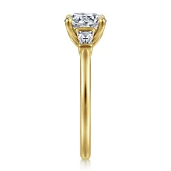 Online Gabriel & Co. Miami - 14K Yellow Gold Oval Three Stone Lotus Diamond Engagement Ring