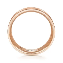 Clearance Gabriel & Co. Michael - 14K Rose Gold 7mm - Men's Wedding Band in Satin Finish