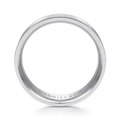 Clearance Gabriel & Co. Michael - 14K White Gold 7mm - Men's Wedding Band in Satin Finish
