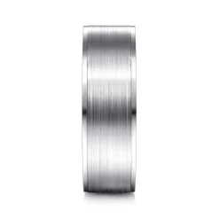 Clearance Gabriel & Co. Michael - 14K White Gold 7mm - Men's Wedding Band in Satin Finish