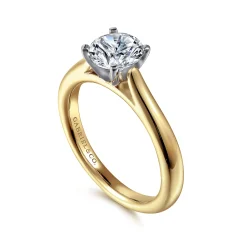 Outlet Gabriel & Co. Michelle - 14K White-Yellow Gold Round Diamond Engagement Ring
