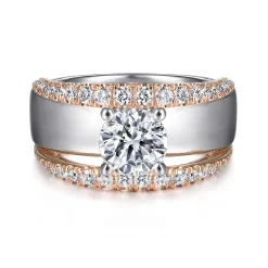Clearance Gabriel & Co. Milene - 14K White-Rose Gold Round Diamond Engagement Ring