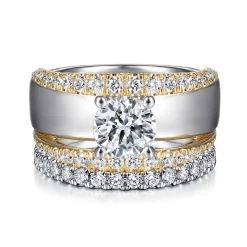 Online Gabriel & Co. Milene - 14K White-Yellow Gold Round Split Shank Diamond Engagement Ring