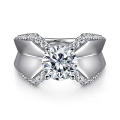 Discount Gabriel & Co. Miranda - 14K White Gold Round Diamond Engagement Ring