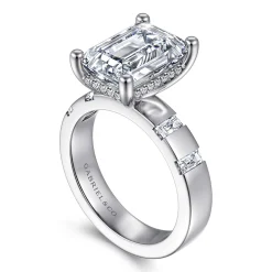 Outlet Gabriel & Co. Mirella - 14K White Gold Emerald Cut Diamond Engagement Ring