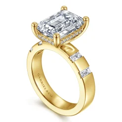 Sale Gabriel & Co. Mirella - 14K Yellow Gold Emerald Cut Diamond Engagement Ring