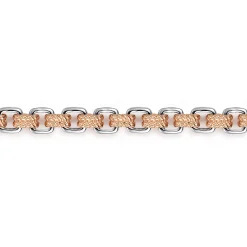 Gabriel & Co. 6mm 14K Rose-White Gold Two Tone Men's Solid Chain Bracelet
