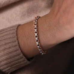 Discount Gabriel & Co. 6mm 14K Rose-White Gold Two Tone Men's Solid Chain Bracelet
