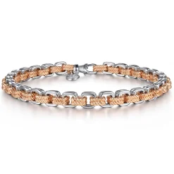 Outlet Gabriel & Co. 6mm 14K Rose-White Gold Two Tone Men's Solid Chain Bracelet