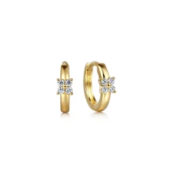 Outlet Gabriel & Co. 10mm 14K Yellow Gold Diamond Cluster Huggie Earrings