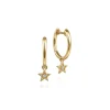Sale Gabriel & Co. 13mm 14K Yellow Gold Diamond Star Shape Huggie Drop Earrings